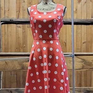 Polka Dot Sleeveless Dress - Pink and White